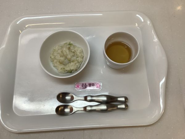 【離乳食後期】・アスパラガスとしらすの軟飯