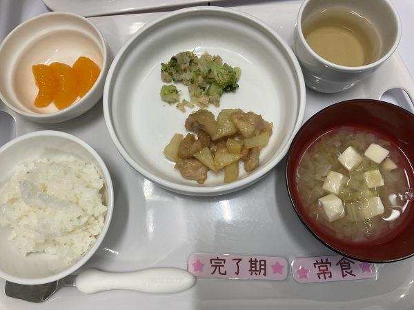 鶏肉とじゃが芋の甘辛煮です《常食、完了》
