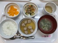 〈後期〉軟飯肉団子煮ブロッコリーとツナ煮味噌みかん