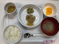 〈完了〉ご飯てりやきハンバーグブロッコリーとツナ和え味噌汁みかん