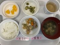 〈完了　常食〉ご飯筑前煮きゅうりのあちゃら漬け味噌汁オレンジ